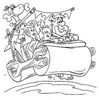 A coloring page of the flintstones